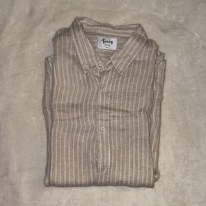 Light Brown Striped Button Down Shirt